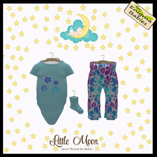 ~TooCuteBaby~Blue/Pink Flower Outfit