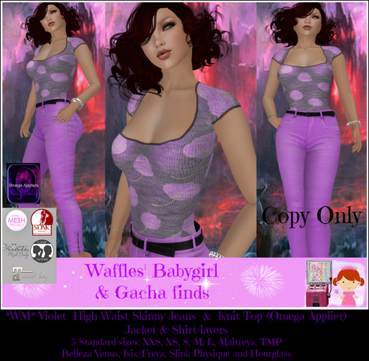 *WM* Violet  High Waist Skinny Jeans  &  Knit Top 