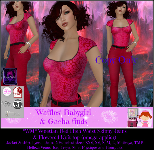 *WM* Venetian Red High Waist Skinny Jeans & Knit Top