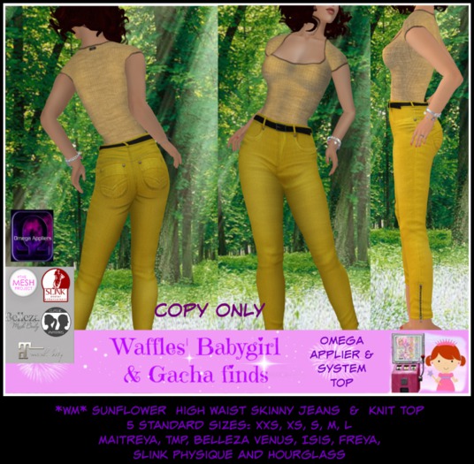 *WM* Sunflower High Waist Skinny Jeans & Knit Top