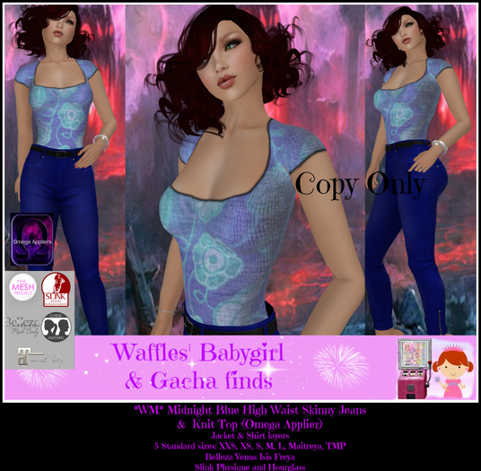 *WM* Midnight Blue High Waist Skinny Jeans & Knit Top