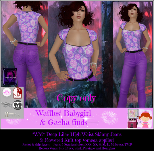 *WM* Deep Lilac High Waist Skinny Jeans & Knit Top