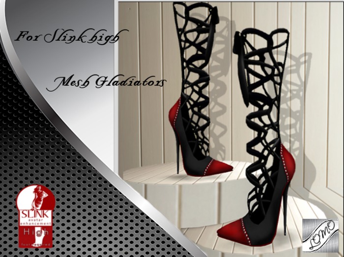 [ IBAN ] MESH BOOTS HIGH HEELS GLADIATOR // BLACK @ SLINK HIGH