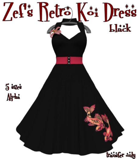 Zef's Rockabilly 50s Mesh Retro Black Koi Dress