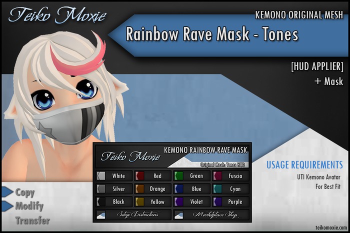 [TM] Kemono Rainbow Rave Masks : Hue & Tone
