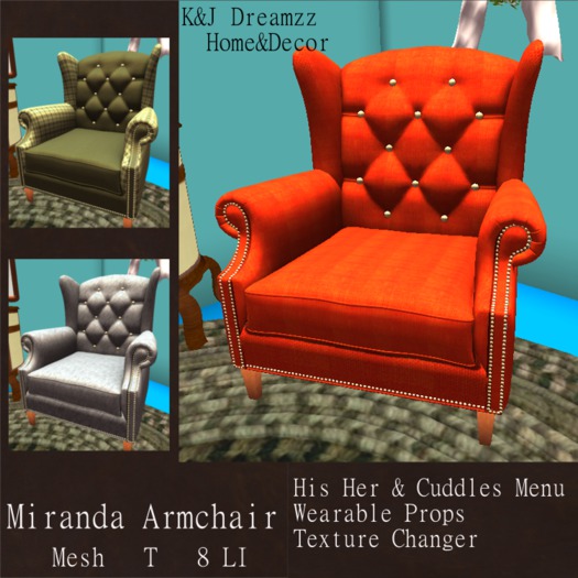 K&J  Miranda ArmChair Couple Menu