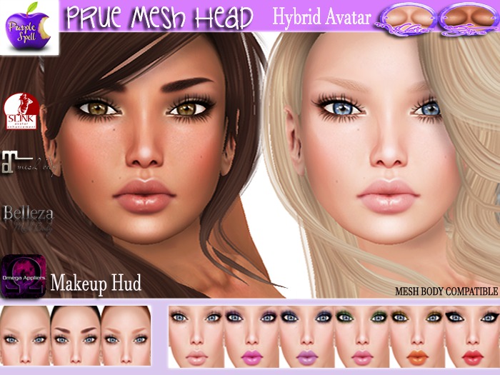 Purple Spell-Prue Mesh head-Hybrid Avatar 2 Tones