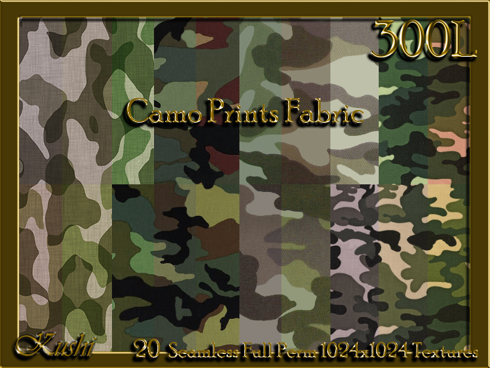 Camo Prints Fabric Seamless Textures Materials Ready Full Perms 1024x1024