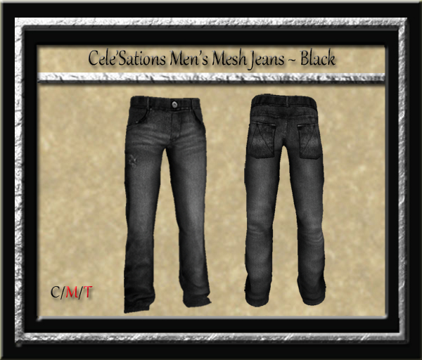 Cele'Sations Mens Mesh Jeans ~ Black Pk