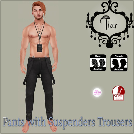 Mesh_Pants with suspenders Trousers