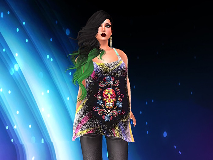 BlackPanter Top Skull White