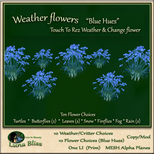 Weather Flowers - Blue Hues - 10 Flower/Weather Options (b)