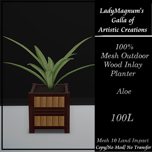 LadyM's Mesh Outdoor Wood Inlay Planter - Aloe 4