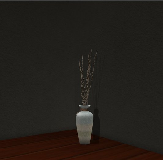 Gray Twig Vase with wall shadow