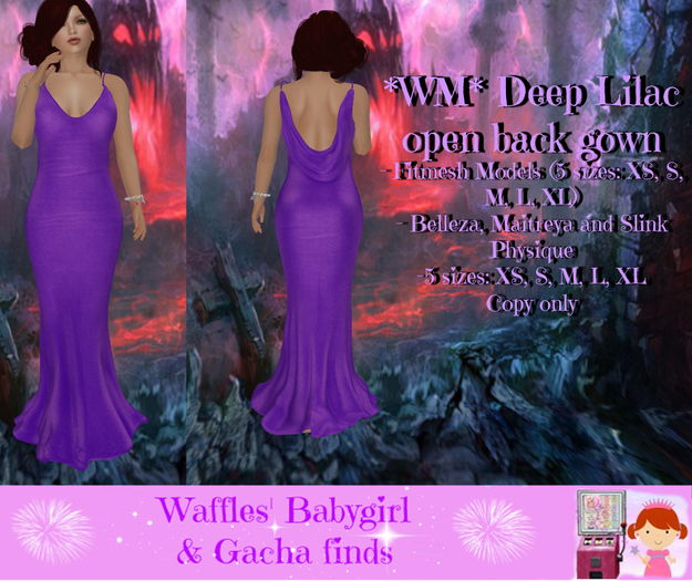 *WM* Deep Lilac open back gown