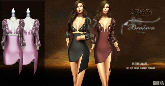 Braham Design Pink XMENA Mini Dress Mesh