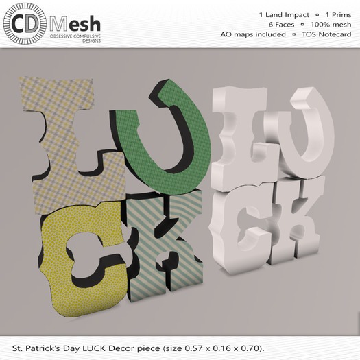 St. Patrick's Day "LUCK" Letters Decor [Full Perm | Mesh]