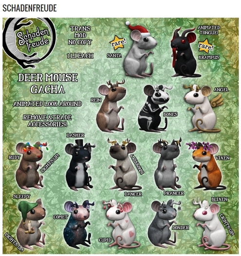Schadenfreude Santa Deer Mouse RARE