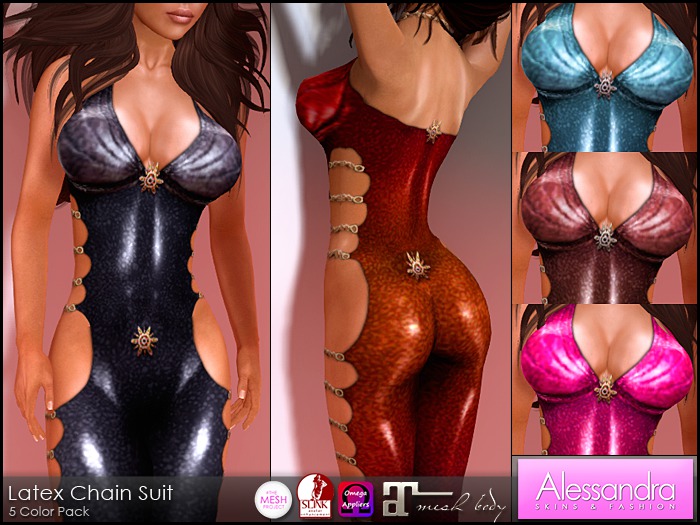 ALESSANDRA - Latex Chain Suit (5 Colors)
