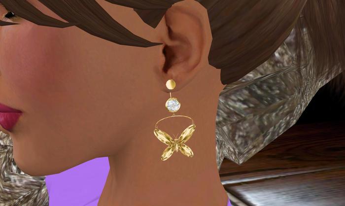 Swirling Gold and Diamond Butterfly Earrings