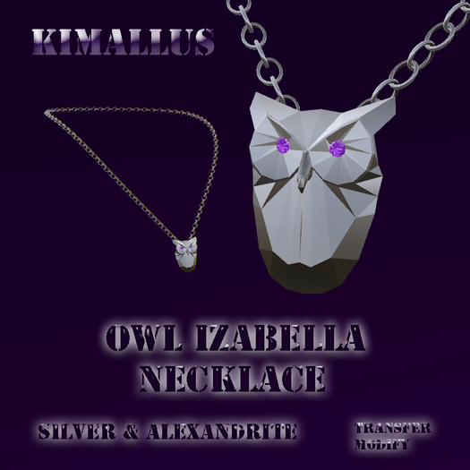 *KJ* Owl Izabella Necklace Silver & Alexandrite