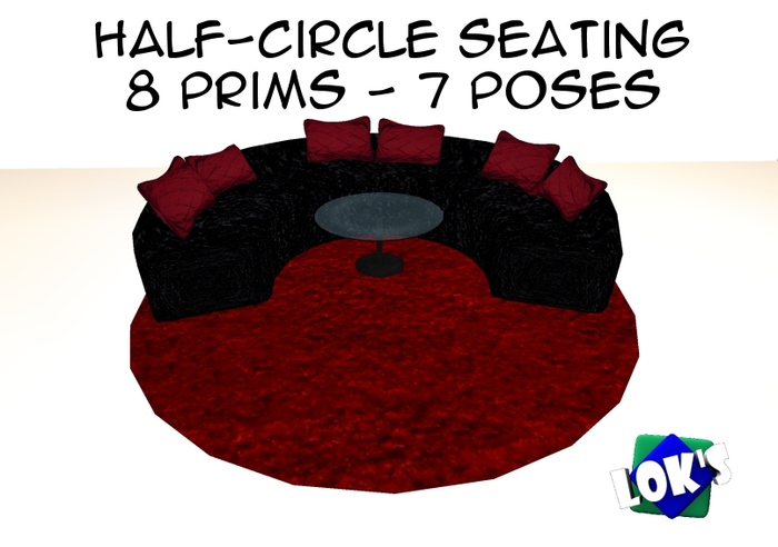 Lok's Half-Circle Seating with Rug (Black/Silky Red)