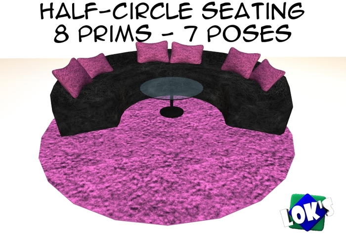 Lok's Half-Circle Seating with Rug (Black/Pink)
