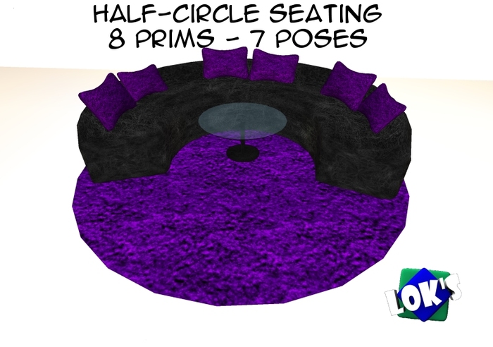 Lok's Half-Circle Seating with Rug (Black/Purple)