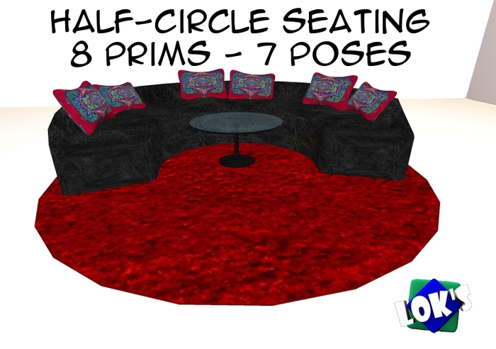 Lok's Half-Circle Seating with Rug (Black-Fancy Fabric)