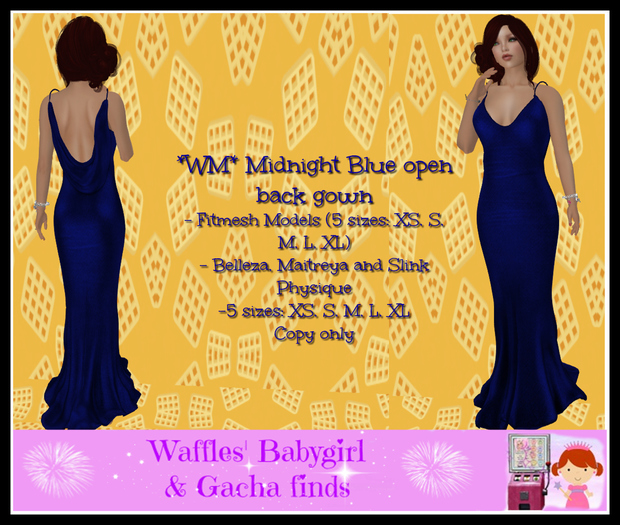 *WM* Midnight Blue open back gown