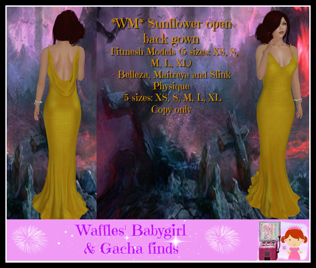 *WM* Sunflower open back gown