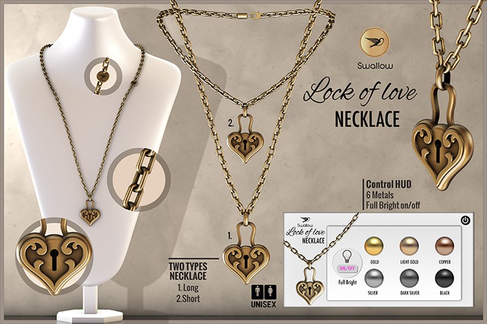 ^^Swallow^^ Lock of Love Necklace