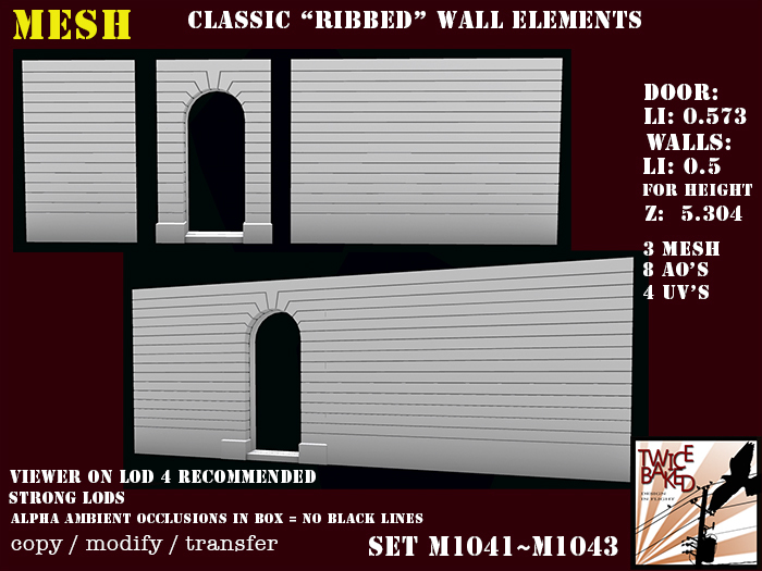 Classic "ribbed" wall elements M1041 M1043