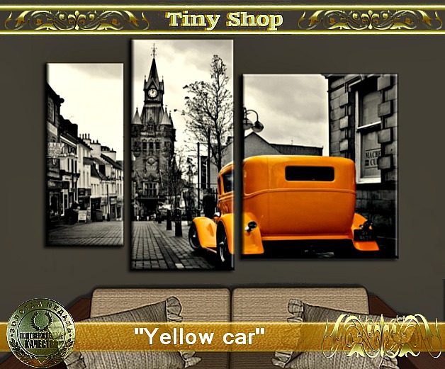Picture modular "Yellow car"(full perm) 100%mesh.
