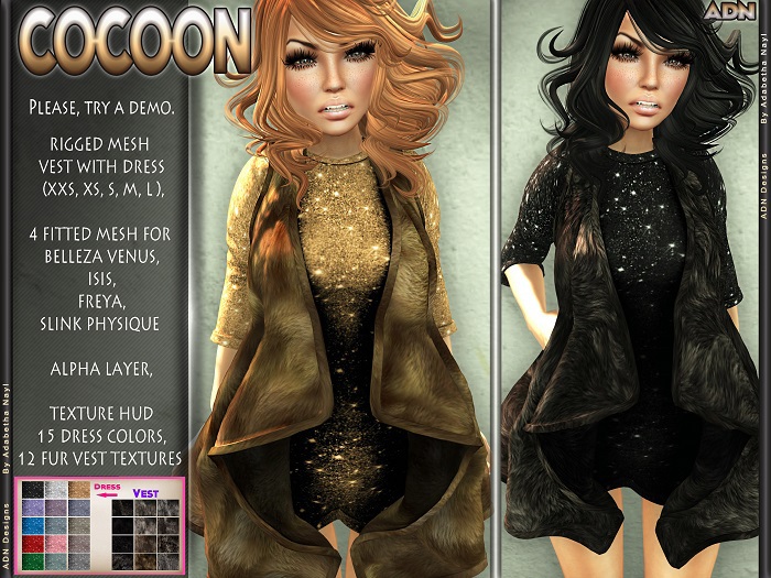 [ADN] COCOON (BELLEZA venus isis freya SLINK physique + classic avatar)