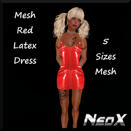 MESH RED LATEX DRESS