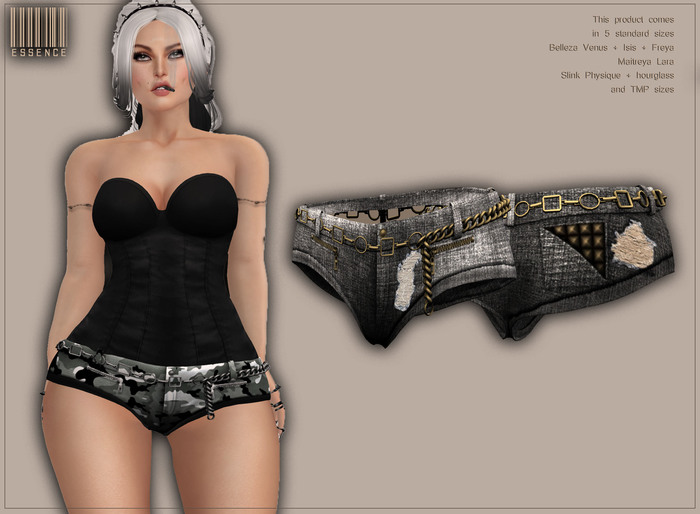 :ESSENCE: ADDICTED SHORTS JEANS BLACK