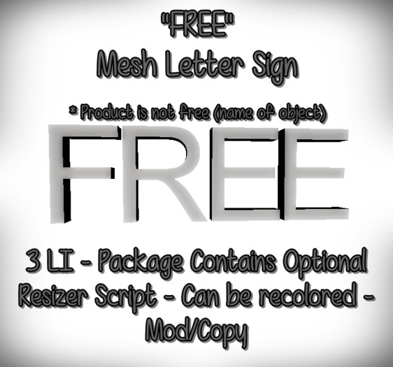 CLEARANCE SALE! "FREE" - Mesh Letter Sign