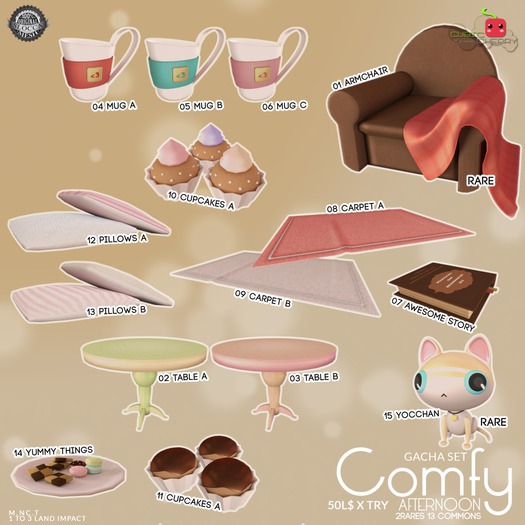 01{Comfy afternoon} armchair .::Cubic Cherry ::. RARE