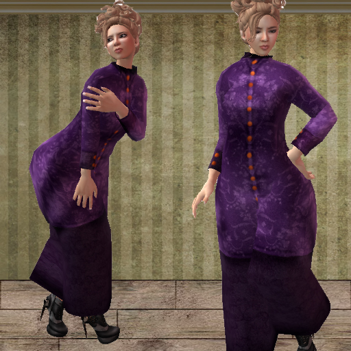 Geo's Mandarin Dress - Purple