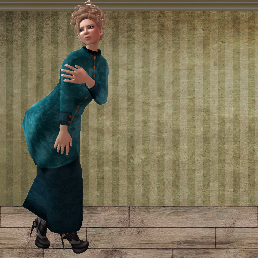 Geo's Mandarin Dress - Blue