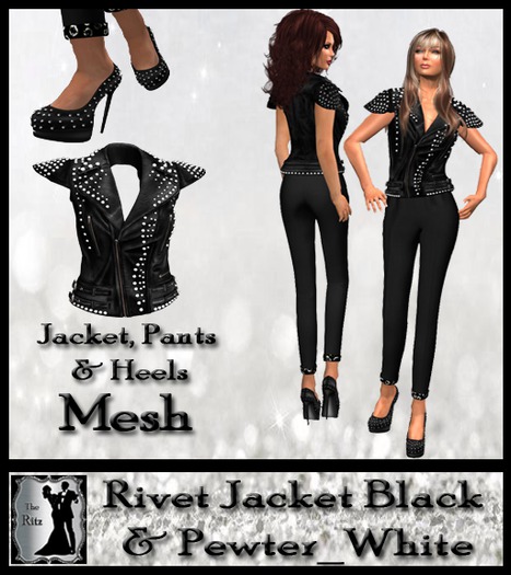 Rivet Jacket Black & Pewter_White 2