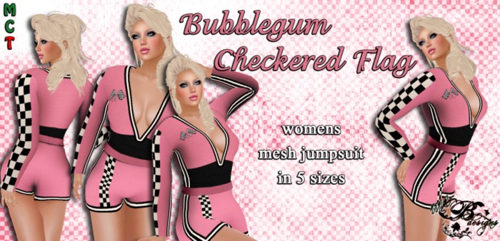 {Ms. B. Designs} Checkered Flag Bubblegum