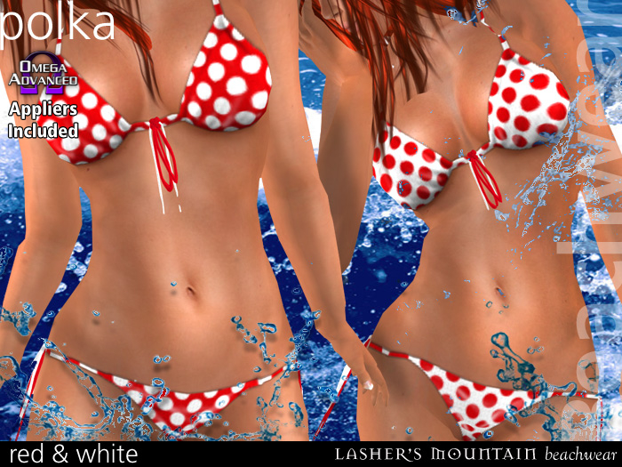 Red & White POLKA DOT Triangle Top MICRO BIKINI Swimwear Set | Omega Appliers)