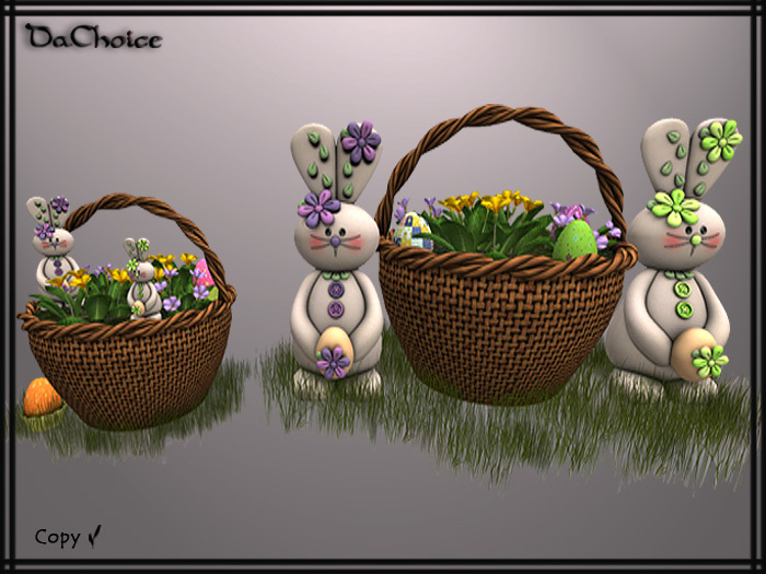 *DaChoice*-Easter Bunny & Basket w/ Flowers & eggs.