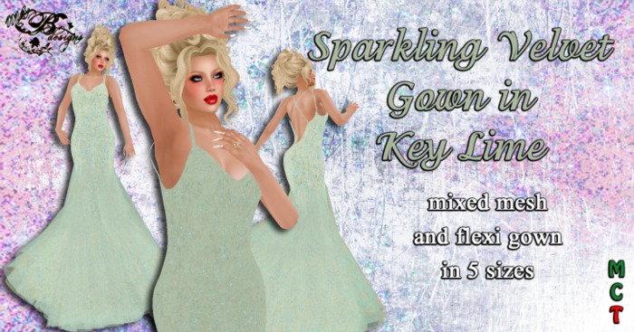 {Ms. B. Designs} Sparkling Velvet Gown Key Lime