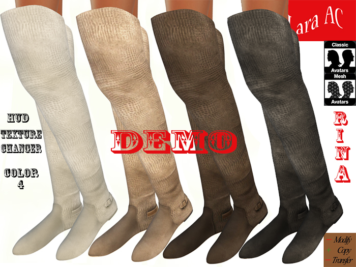 Lara AC Mesh Flat Over Knee Boots Rina - DEMO