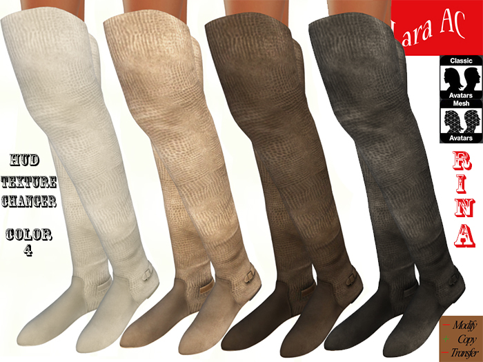 Lara AC Mesh Flat Over Knee Boots Rina - Hud Texture Changer