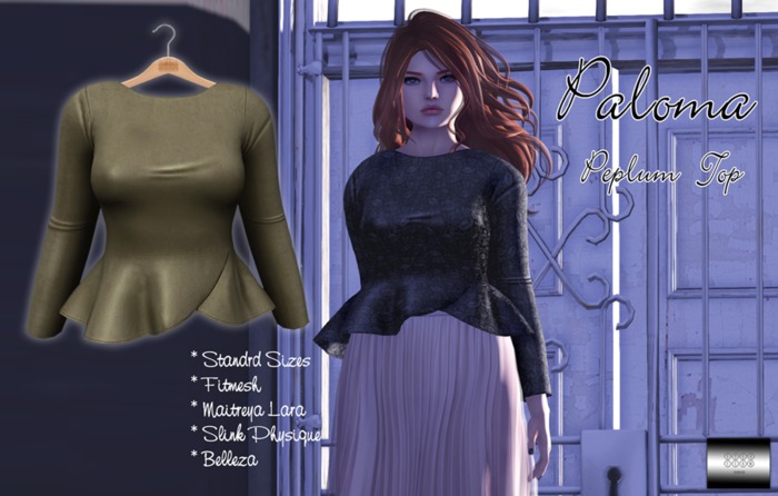 Paloma Peplum Top "Beige" (classic avatar & mesh bodies) - even.flow