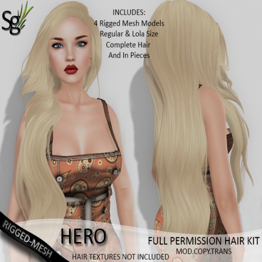 !Saltgrass! Hero Full Permission Rigged-Mesh Hair